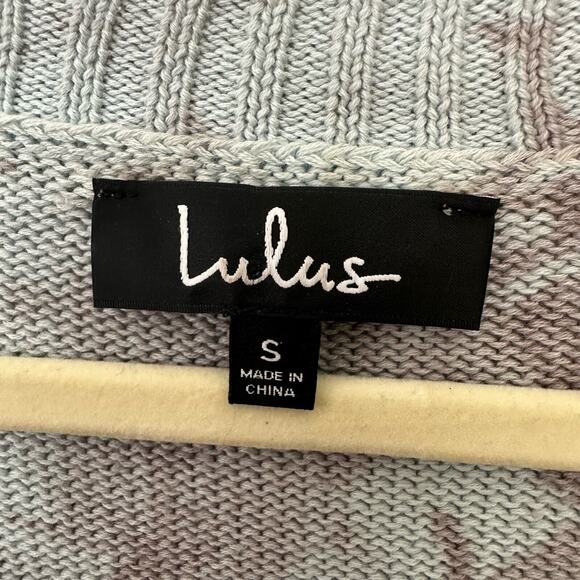 Lulu's Tie Dye Distressed Sweater Womens Oversized Small Blue Purple Pullover - Picture 2 of 8